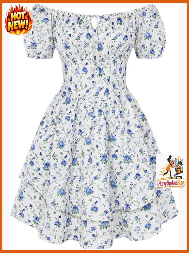 Floral Corset Dress Summer Sundress With Pocket Square Neck A-Line Vintage Chic